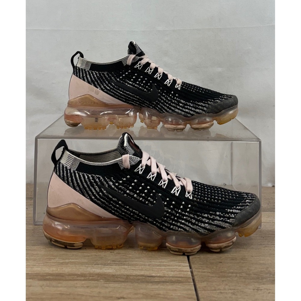 Nike Air VaporMax 3 Flyknit Black Pink Womens Running Shoes Size 7 CU47